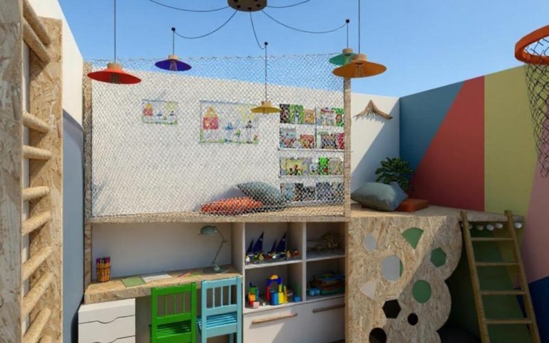 proposition d'un aménagement pour une salle de jeu ludique et joyeuse pour enfants par une architecte d'intérieur pour une maison au Mesnil-Le-Roi